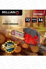 6.2 Hp Mini Benzinli Testere Ağaç Odun Dal Budama Ve Kesme Testeresi Hızar Motoru + 1 Yedek Zincir